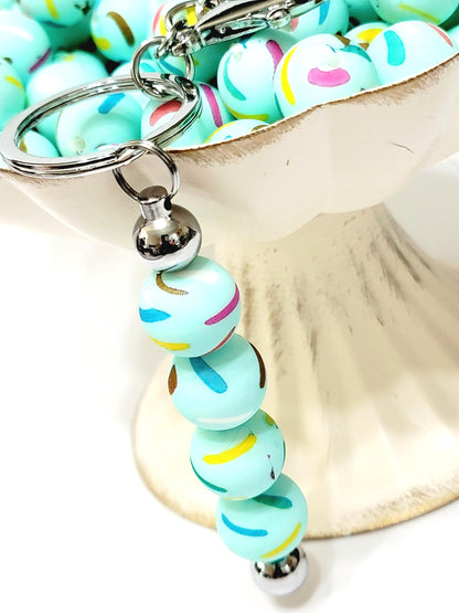 15mm Printed Mint Sprinkle Silicone Beads – Round Print Beads for Pens & Wristlets