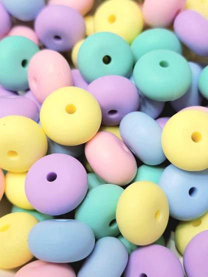 Pastel Mix Abacus Silicone Beads Matte – 14mm (Set of 10)