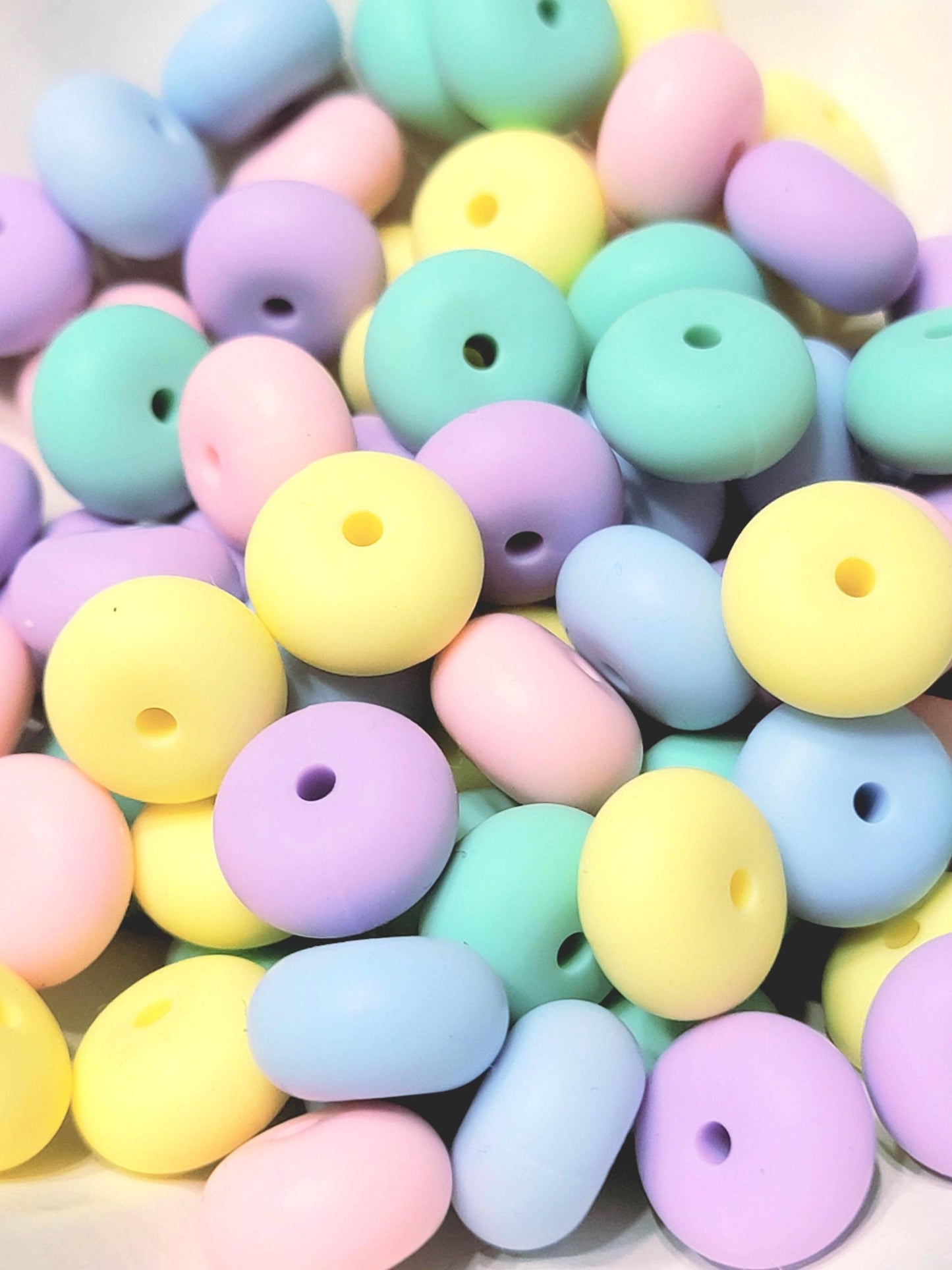 Pastel Mix Abacus Silicone Beads Matte – 14mm (Set of 10)