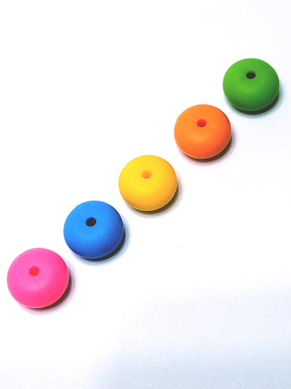 Neon Mix Abacus Silicone Beads Matte – 14mm (Set of 10)