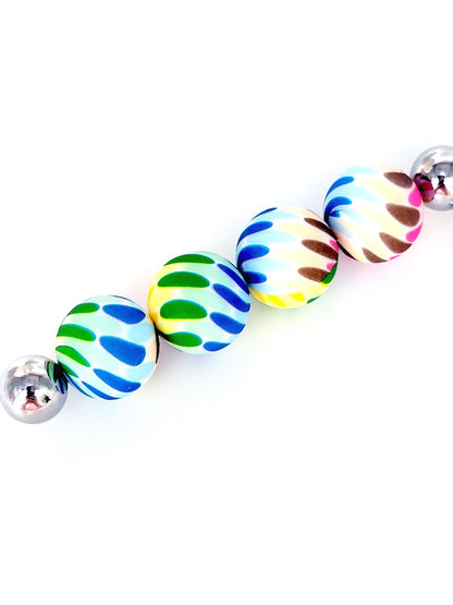 15mm Printed Rainbow Petals Print Silicone Bead – Round Beads for Pens & Wristlets