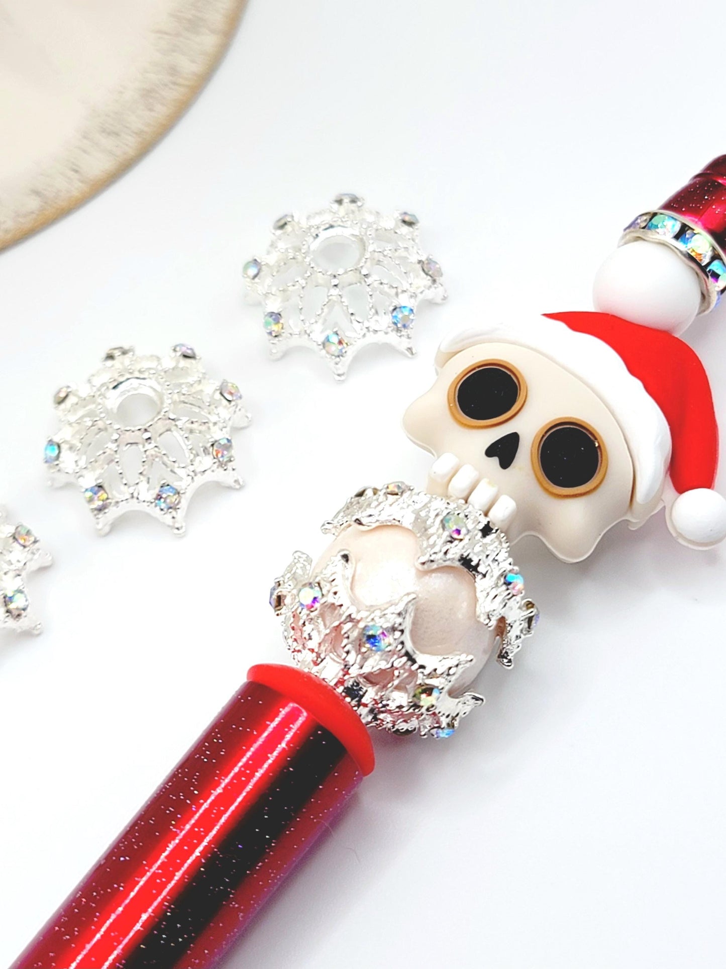 18mm Rhinestone Metal Bead Caps (Set of 1 or 2) -  Fancy Spacer Covers (Fits 16mm Beads)
