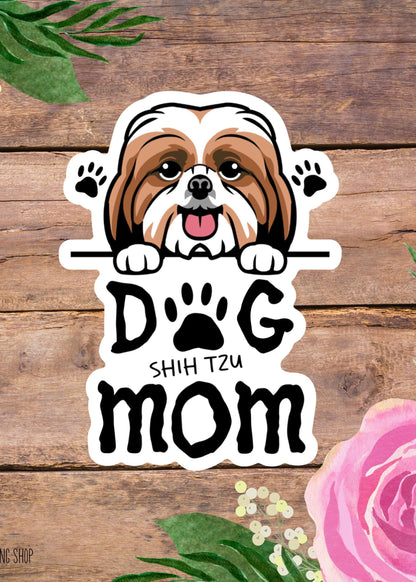 Shih Tzu Dog Mom Sticker – Cute Dog Vinyl Decal