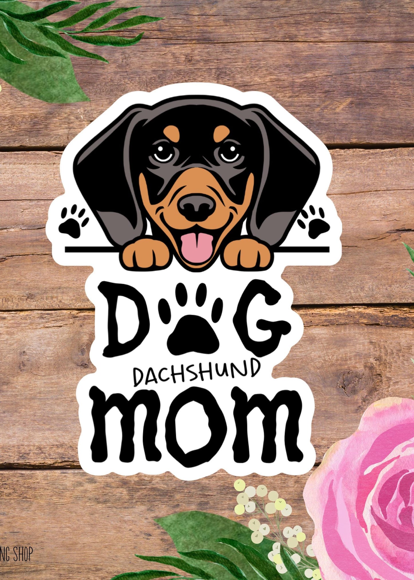 Dachshund Dog Mom Sticker – Black Cute Dog Vinyl Decal