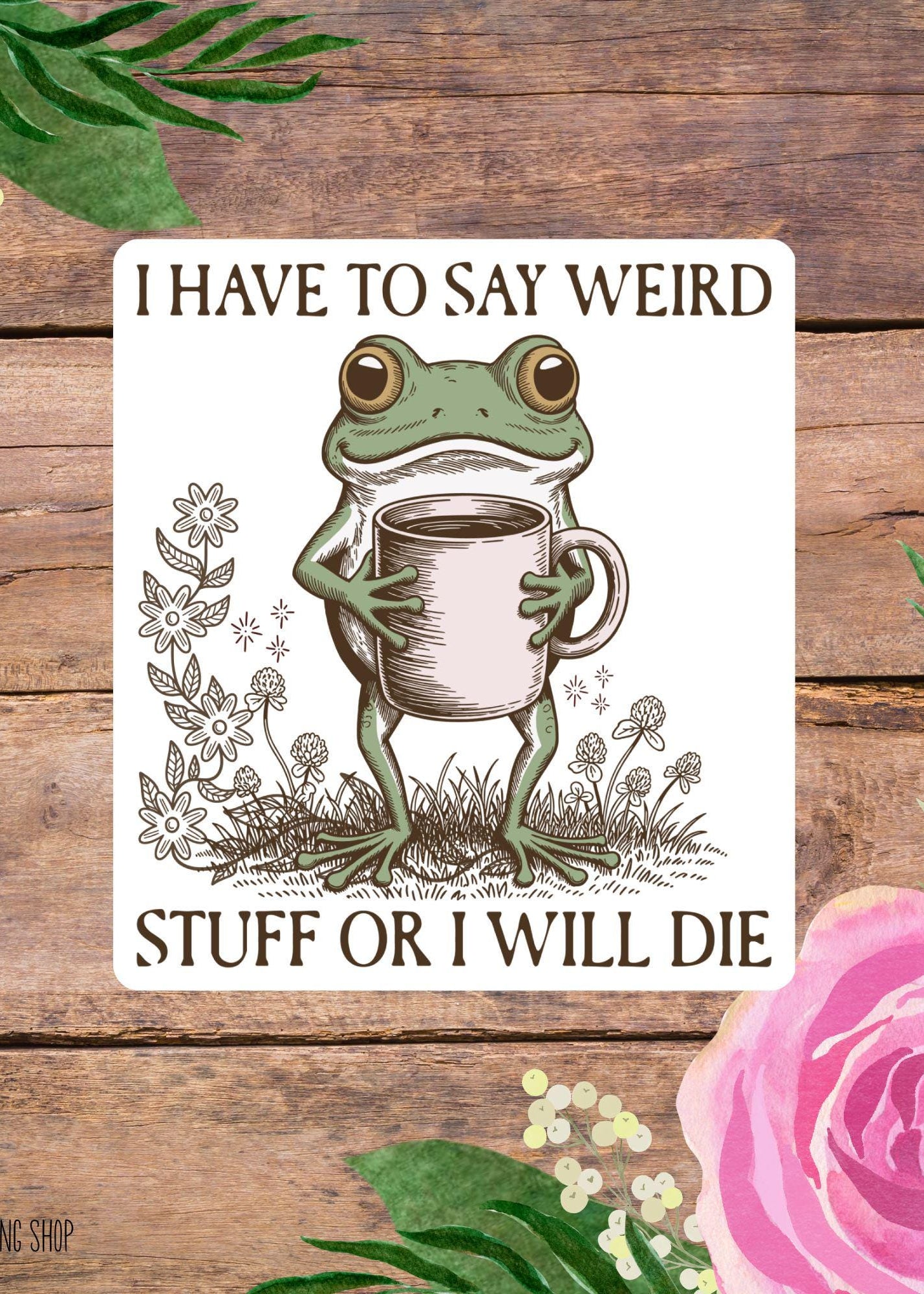 I Have To Say Weird Stuff Or I’ll Die Sticker – Funny Frog Vinyl Decal