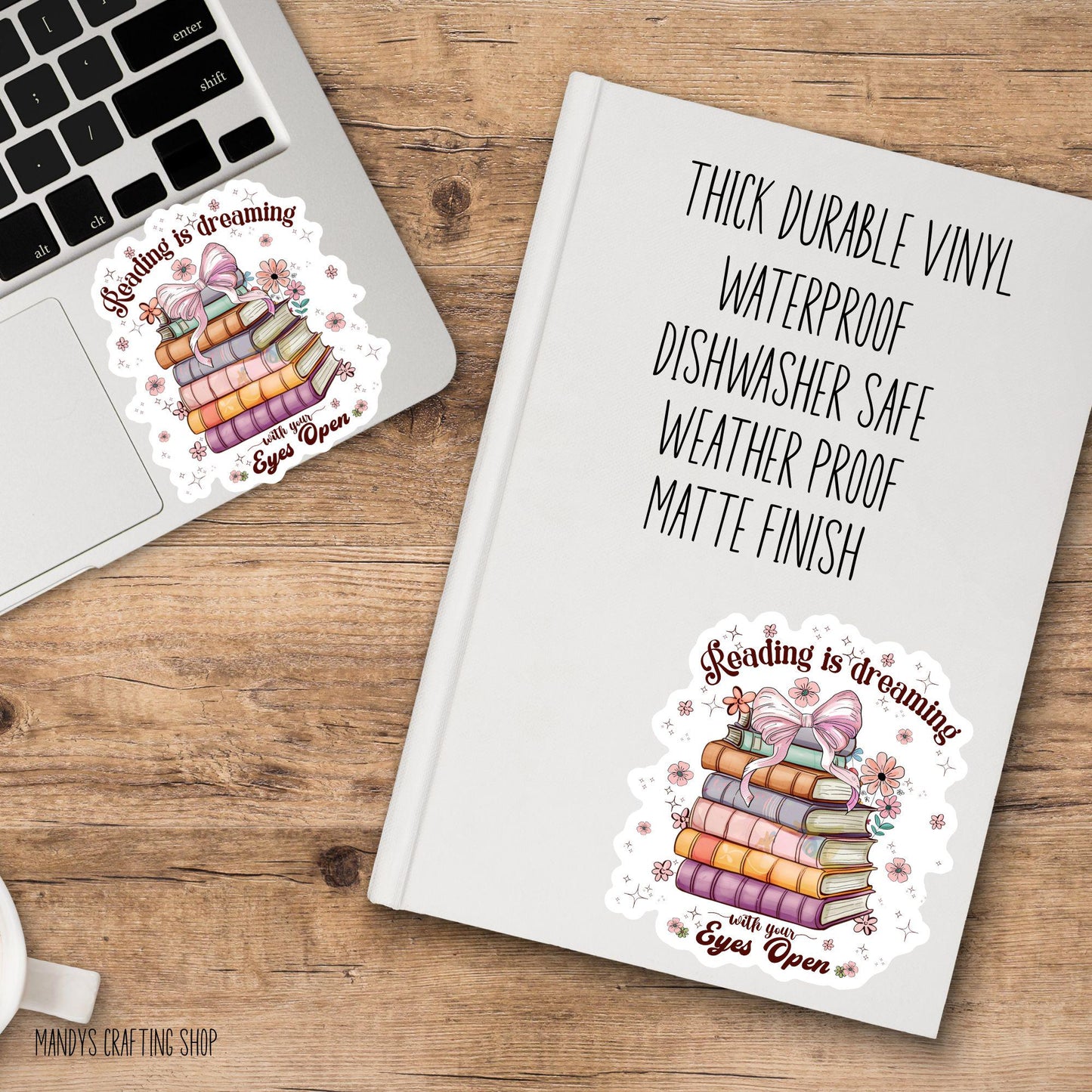 Reading Is Dreaming Sticker – Book Lover Coquette Vinyl Decal