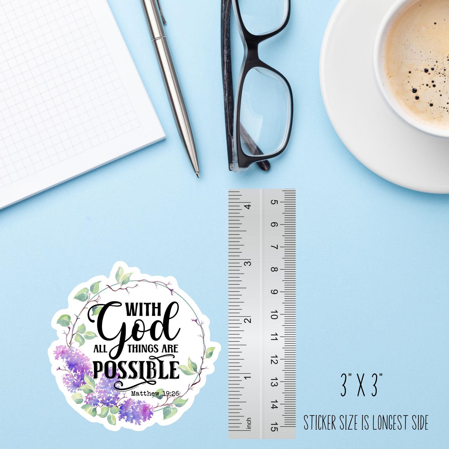 With God All Things Are Possible Sticker – Inspirational Bible Verse Decal