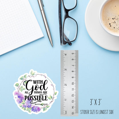 With God All Things Are Possible Sticker – Inspirational Bible Verse Decal