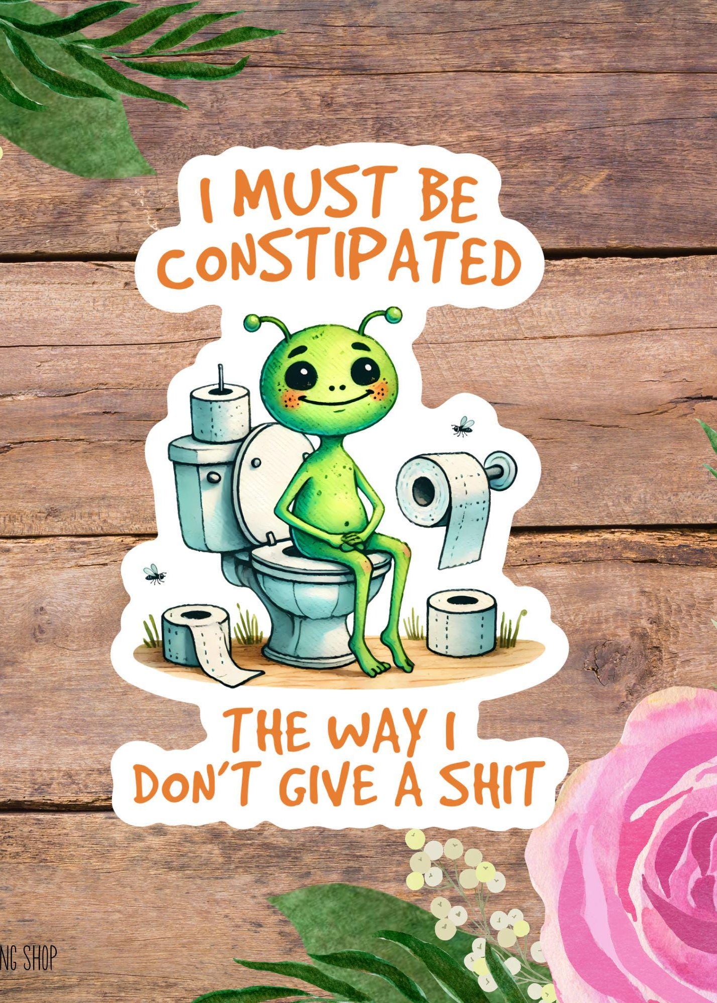 I Don’t Give A Shit Alien Sticker – Funny Sarcastic Vinyl Decal