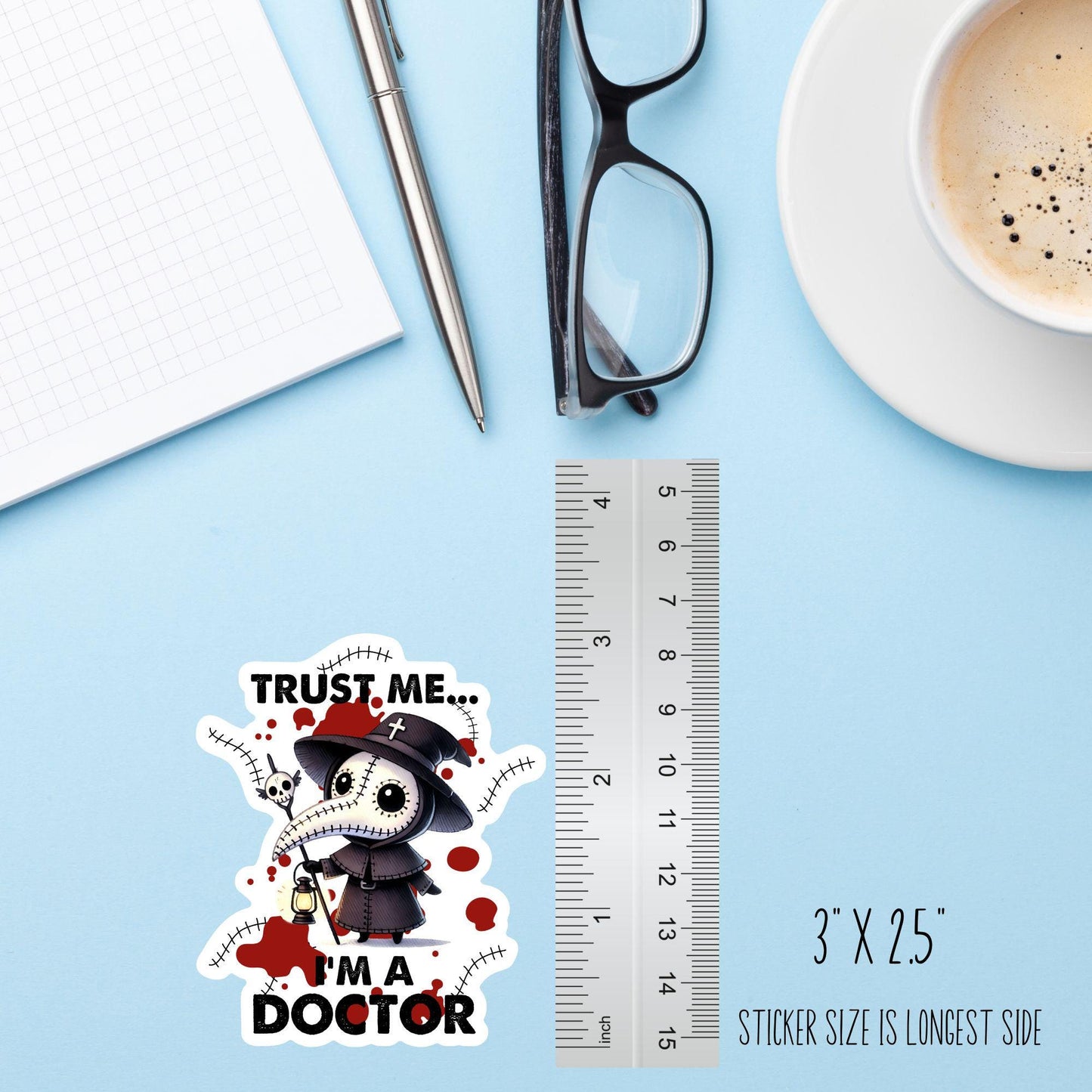 Trust Me I’m A Doctor Sticker – Funny Plague Doctor Vinyl Decal