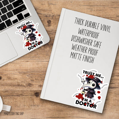 Trust Me I’m A Doctor Sticker – Funny Plague Doctor Vinyl Decal