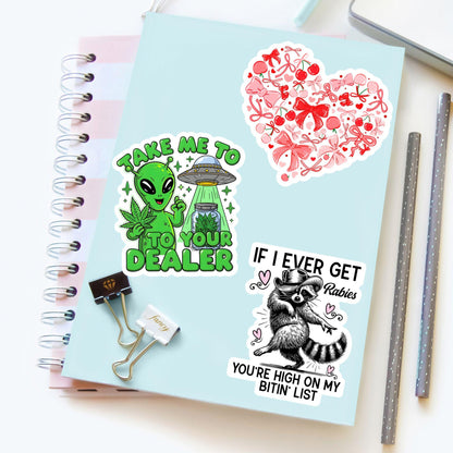 Take Me to Your Dealer Alien Sticker – Funny 420 UFO Decal