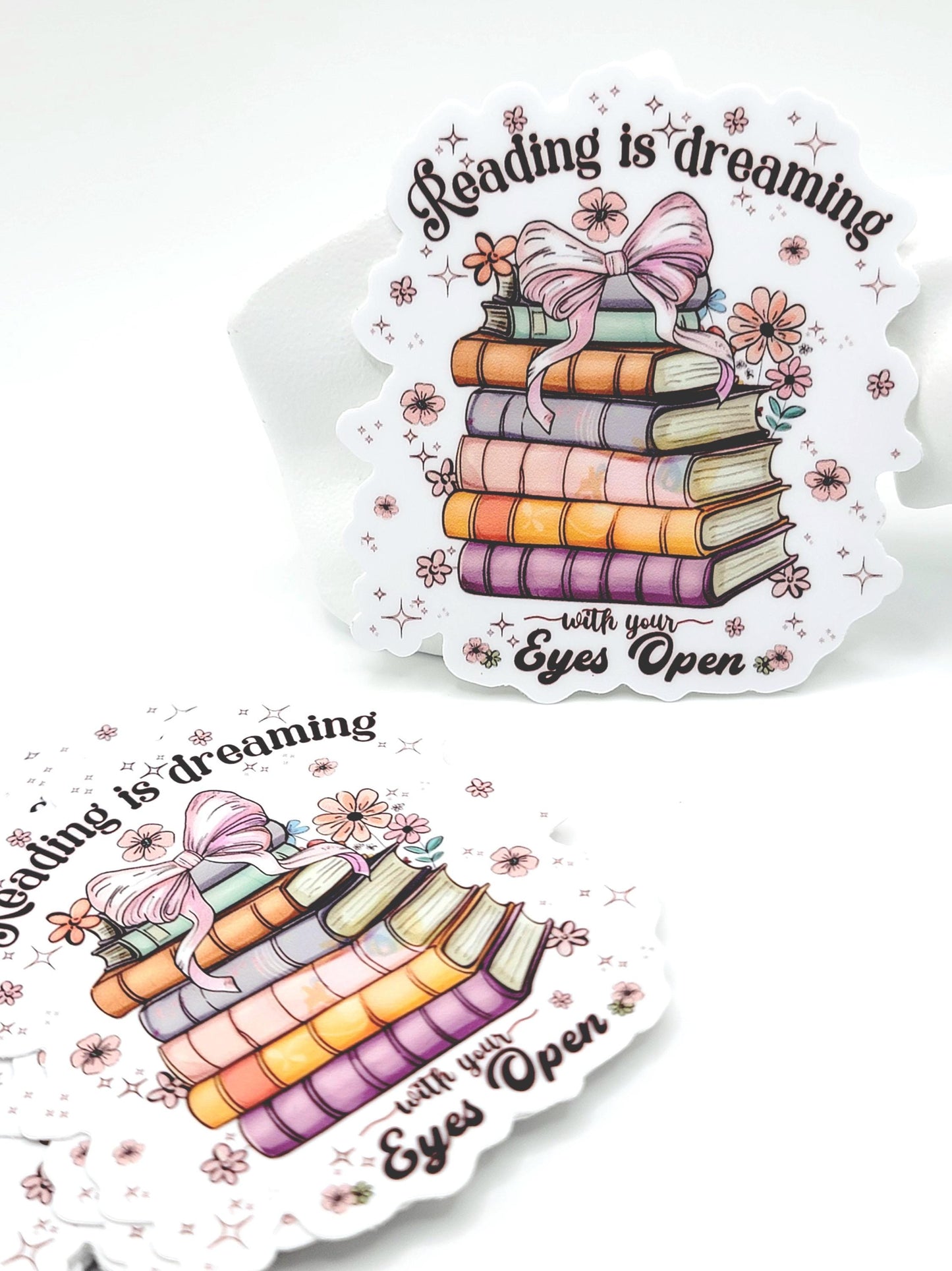 Reading Is Dreaming Sticker – Book Lover Coquette Vinyl Decal