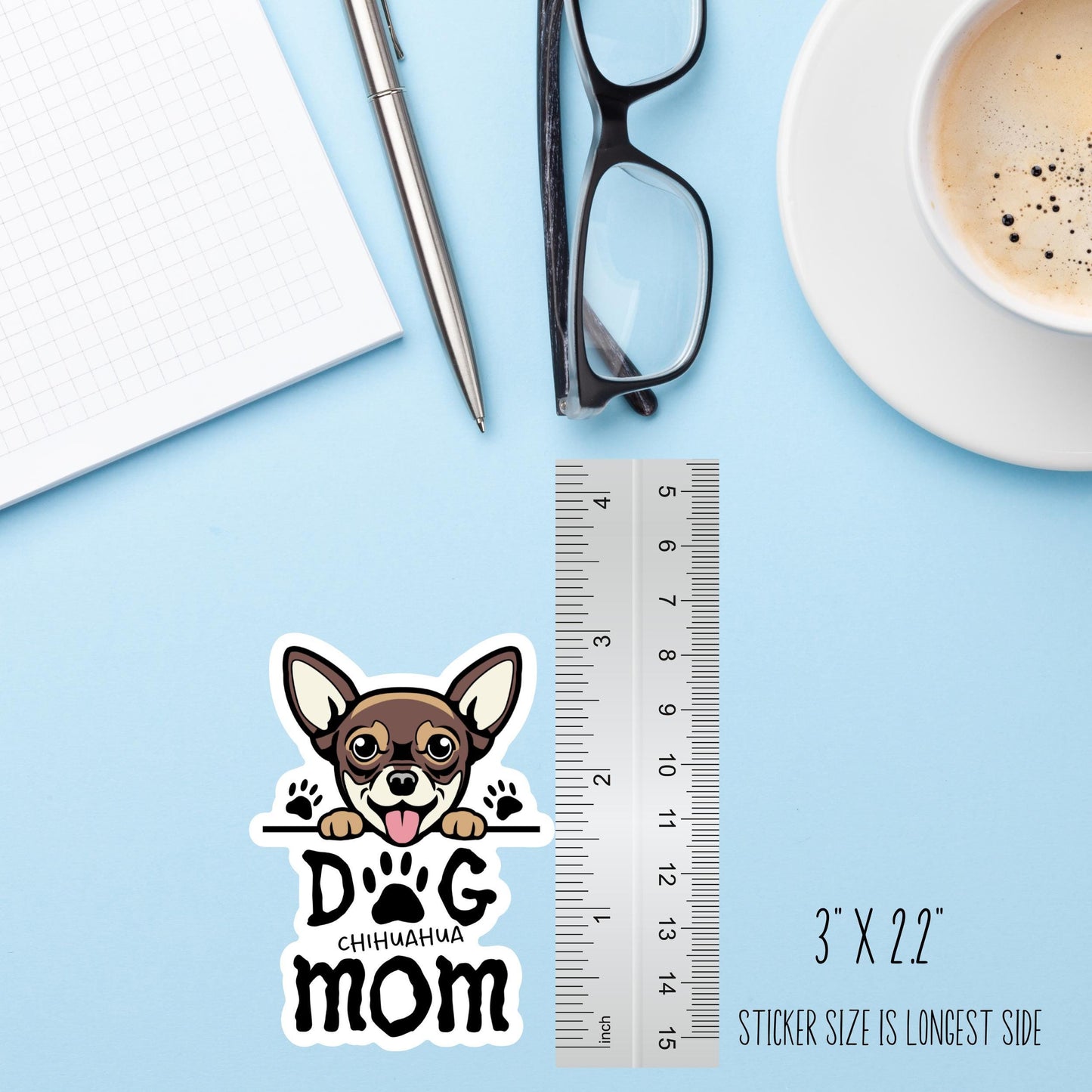 Chihuahua Dog Mom Sticker – Brown Cute Dog Vinyl Decal