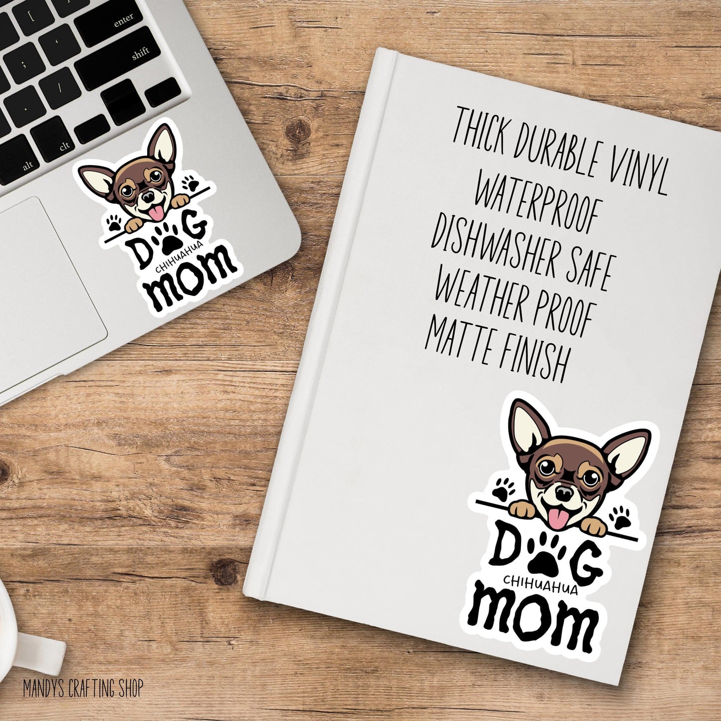Chihuahua Dog Mom Sticker – Brown Cute Dog Vinyl Decal