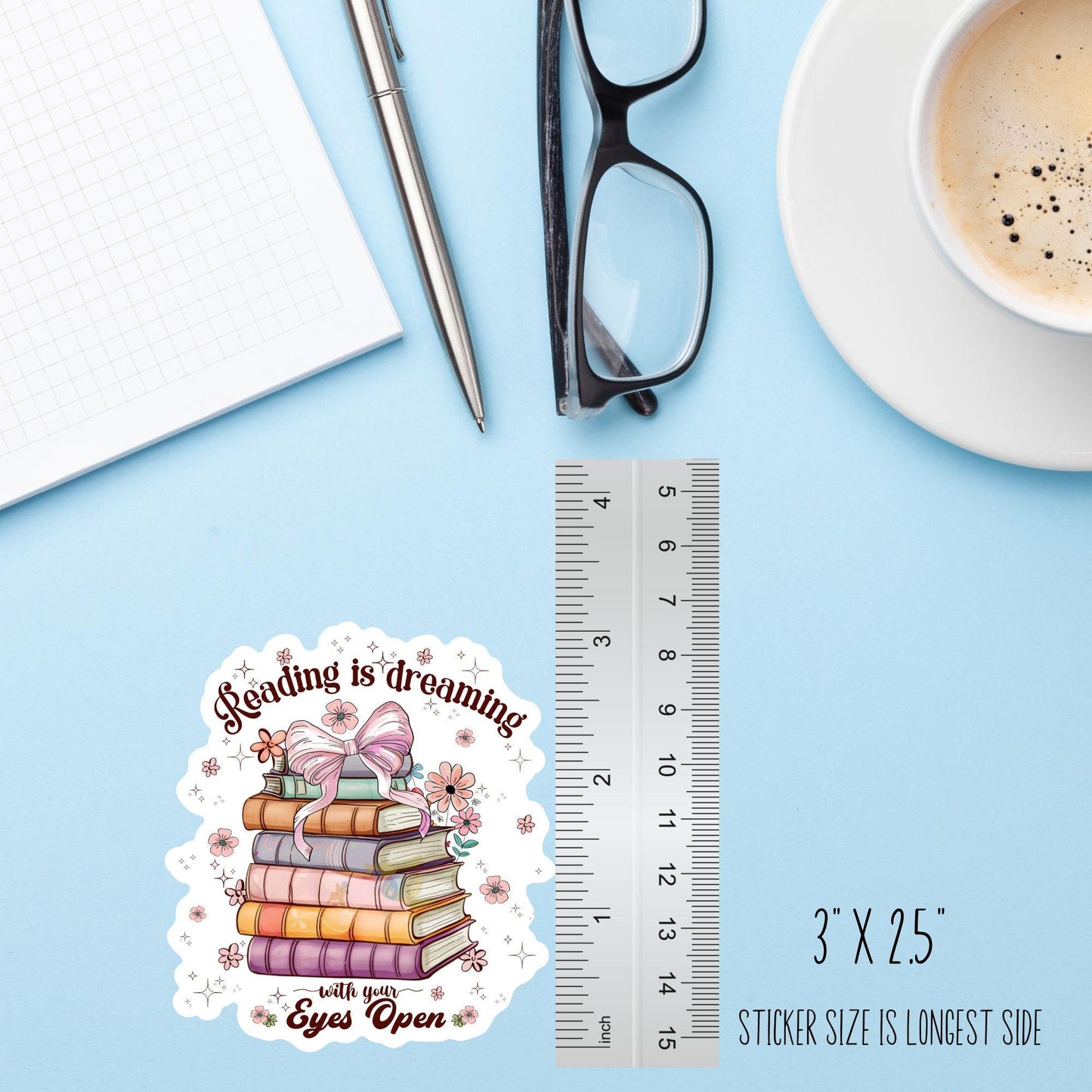 Reading Is Dreaming Sticker – Book Lover Coquette Vinyl Decal