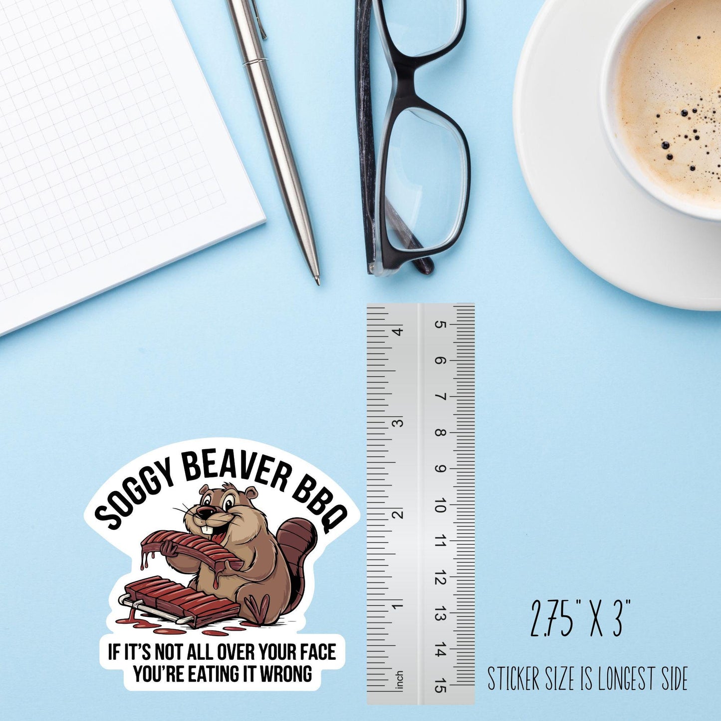 Soggy Beaver BBQ Sticker – Funny Crude Humor Vinyl Decal