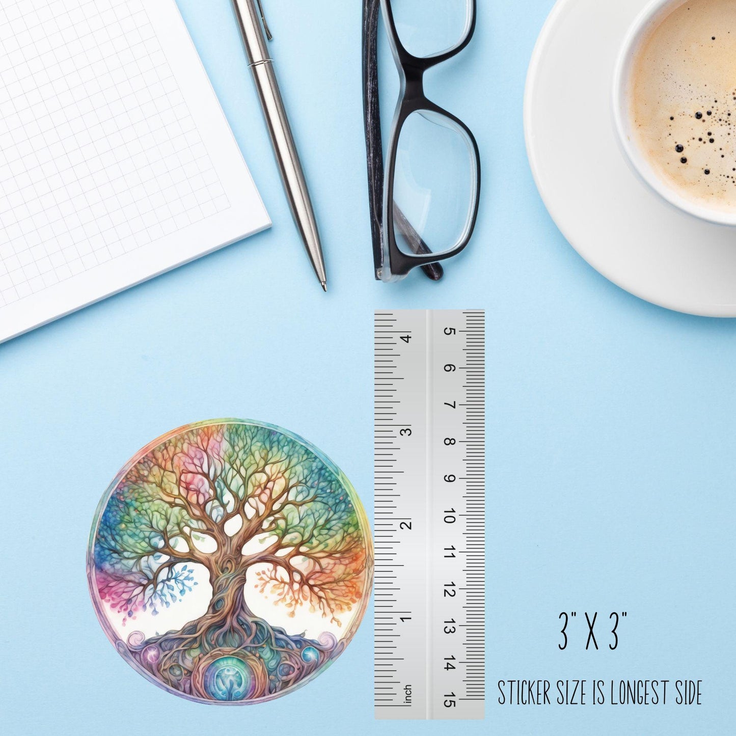 Rainbow Tree of Life Sticker – Boho Spiritual Vinyl Decal