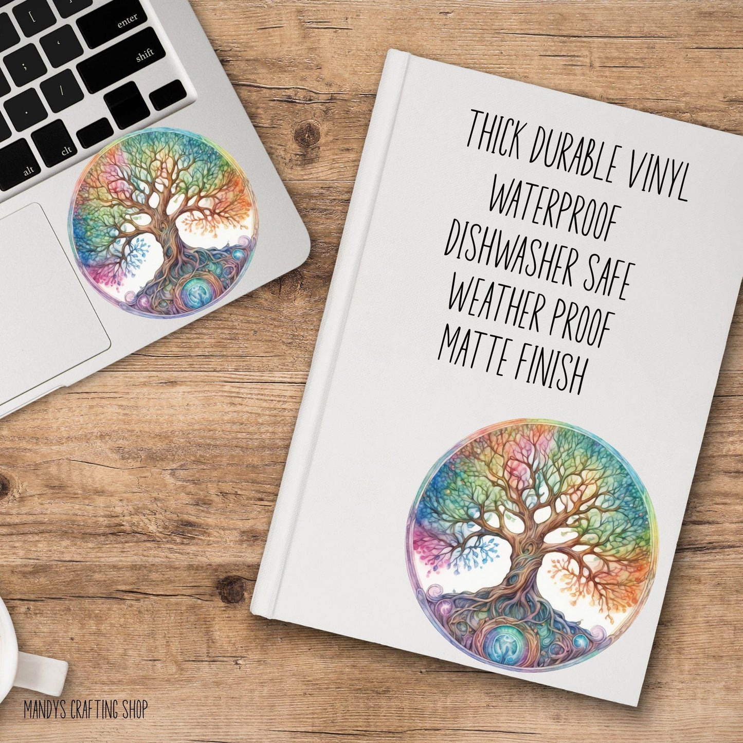 Rainbow Tree of Life Sticker – Boho Spiritual Vinyl Decal