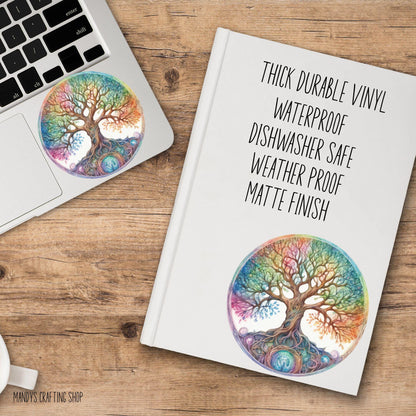 Rainbow Tree of Life Sticker – Boho Spiritual Vinyl Decal