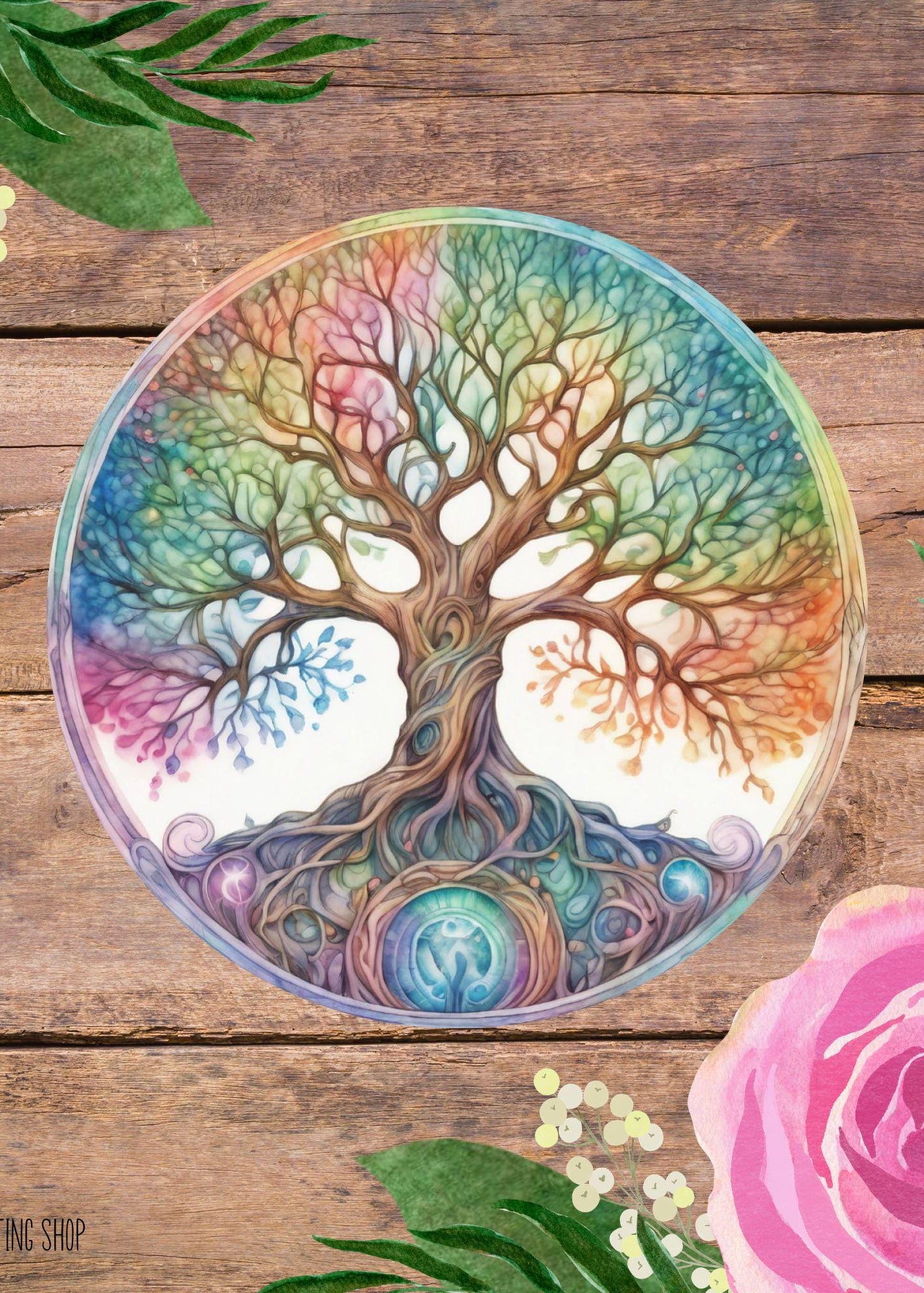 Rainbow Tree of Life Sticker – Boho Spiritual Vinyl Decal