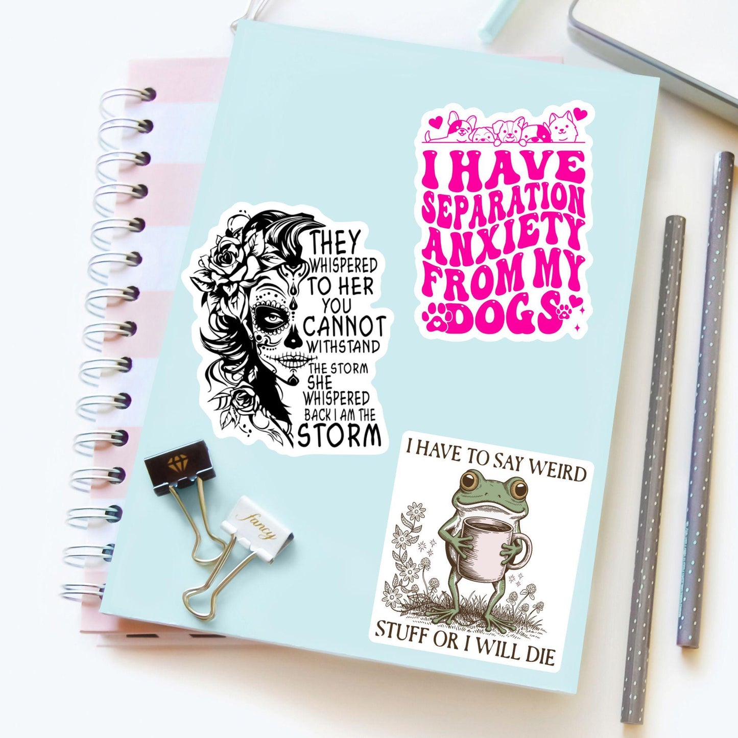Stronger Than the Storm Sugar Skull Sticker – Inspirational Quote Vinyl Decal