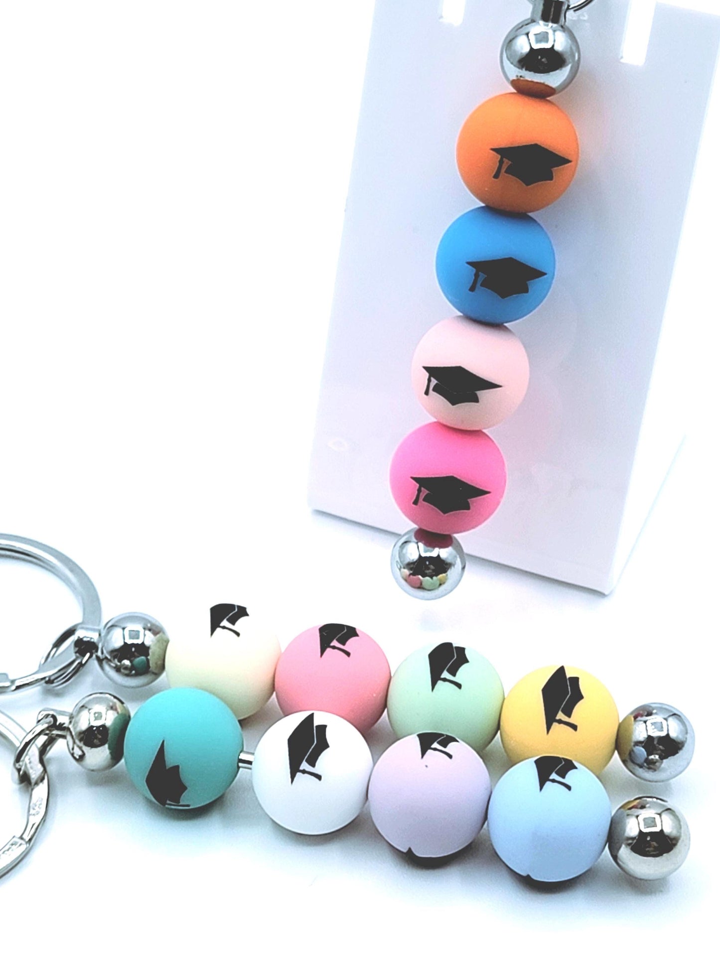 15mm Printed Graduation Cap Silicone Beads – Graduation Round Printed Beads for Pens & Wristlets
