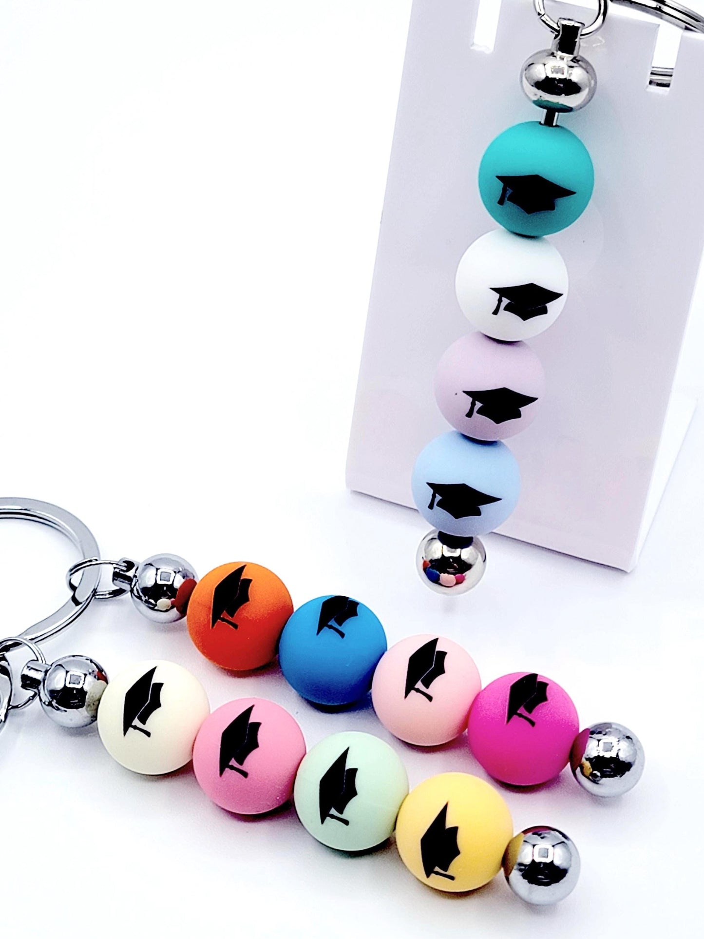 15mm Printed Graduation Cap Silicone Beads – Graduation Round Printed Beads for Pens & Wristlets