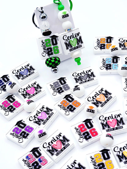 15mm Printed 2026 Graduation Cap Silicone Beads – Class 2026 Round Printed Beads for Pens & Wristlets