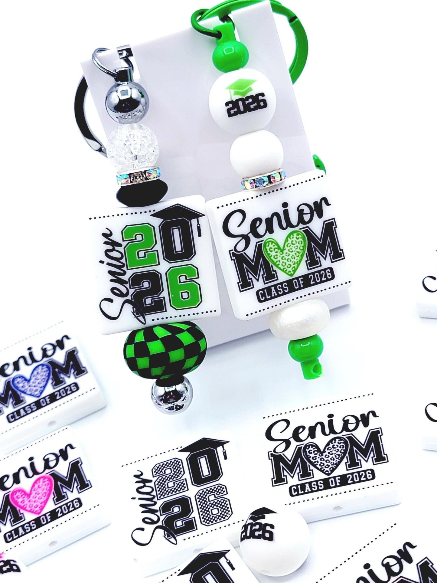 15mm Printed 2026 Graduation Cap Silicone Beads – Class 2026 Round Printed Beads for Pens & Wristlets