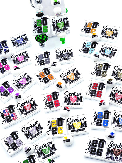 15mm Printed 2026 Graduation Cap Silicone Beads – Class 2026 Round Printed Beads for Pens & Wristlets