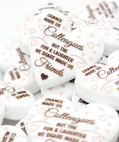 Coworker Heart Focal Bead – “Chance Made Us Colleagues” Printed Silicone Pen Bead (Set of 2)