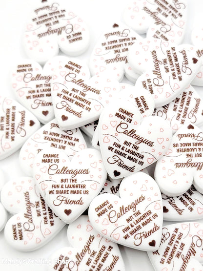 Coworker Heart Focal Bead – “Chance Made Us Colleagues” Printed Silicone Pen Bead (Set of 2)