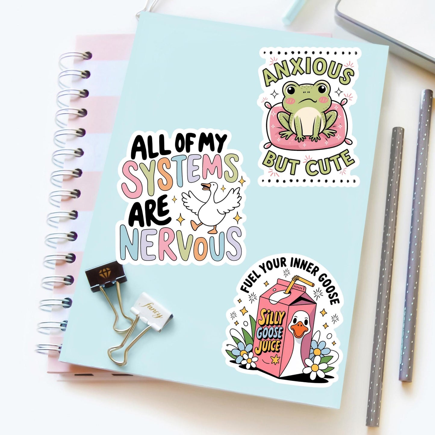 Anxious But Cute Frog Sticker – Funny Anxiety Frog Vinyl Decal