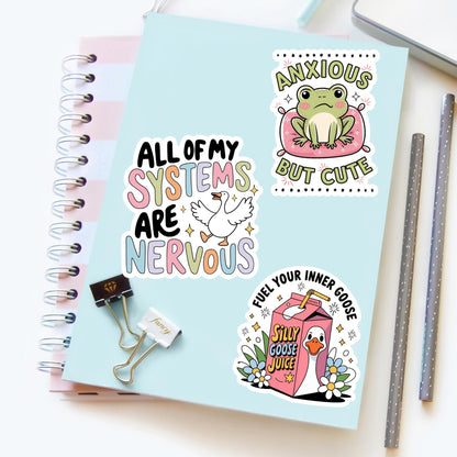 Anxious But Cute Frog Sticker – Funny Anxiety Frog Vinyl Decal