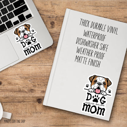 English Bulldog Dog Mom Sticker – Waterproof Vinyl Dog Lover Decal