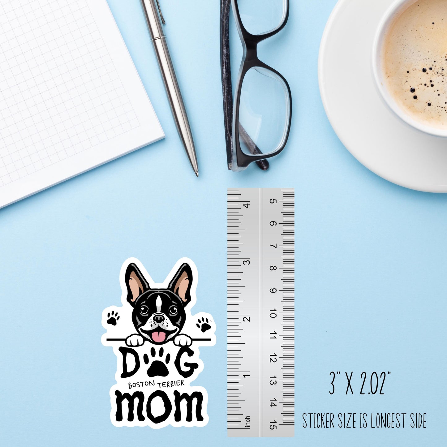 Boston Terrier Dog Mom Sticker – Waterproof Vinyl Dog Lover Decal
