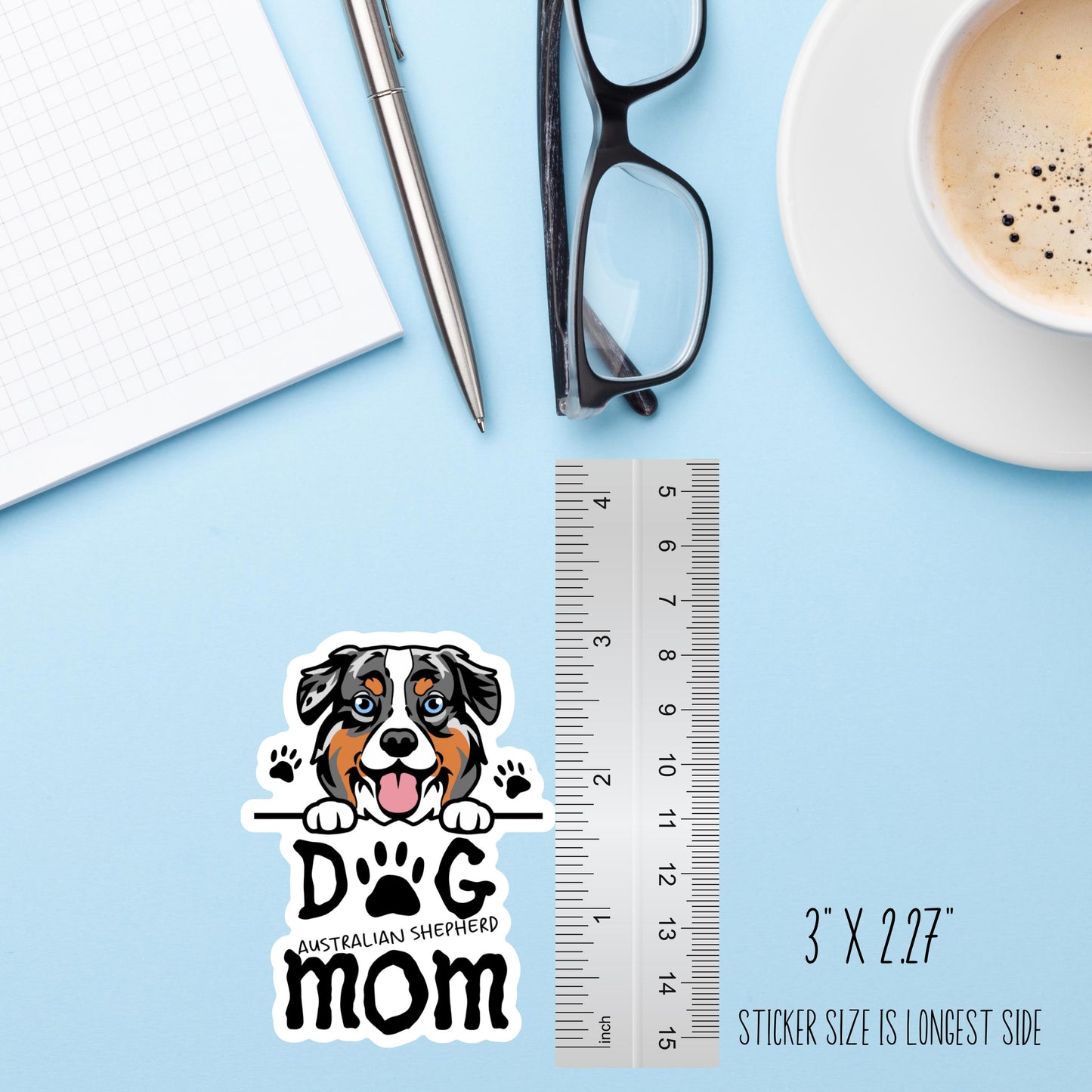 Australian Shepherd Dog Mom Sticker – Waterproof Vinyl Dog Lover Decal