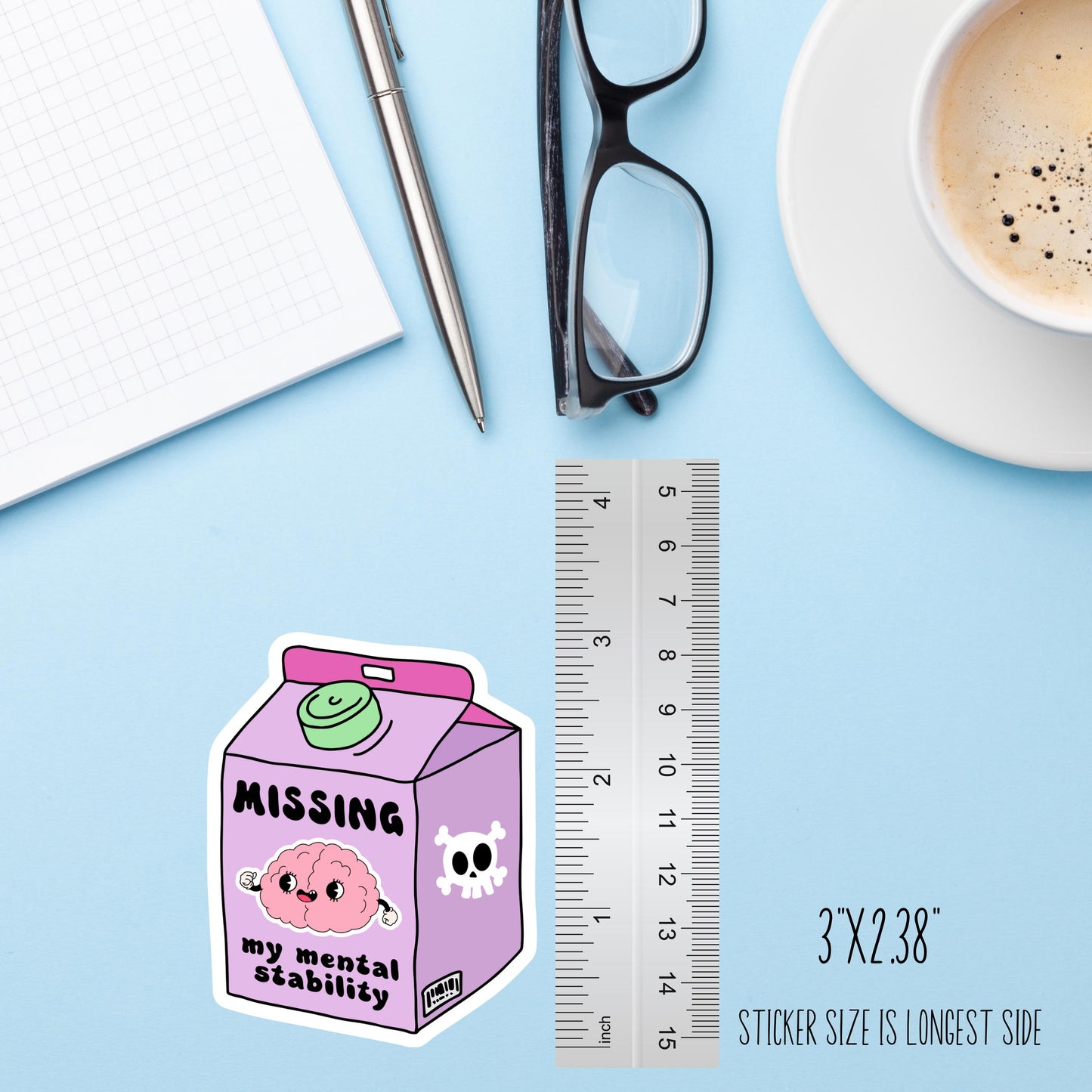 Missing My Mental Stability Sticker – Funny Milk Carton Brain Vinyl Decal