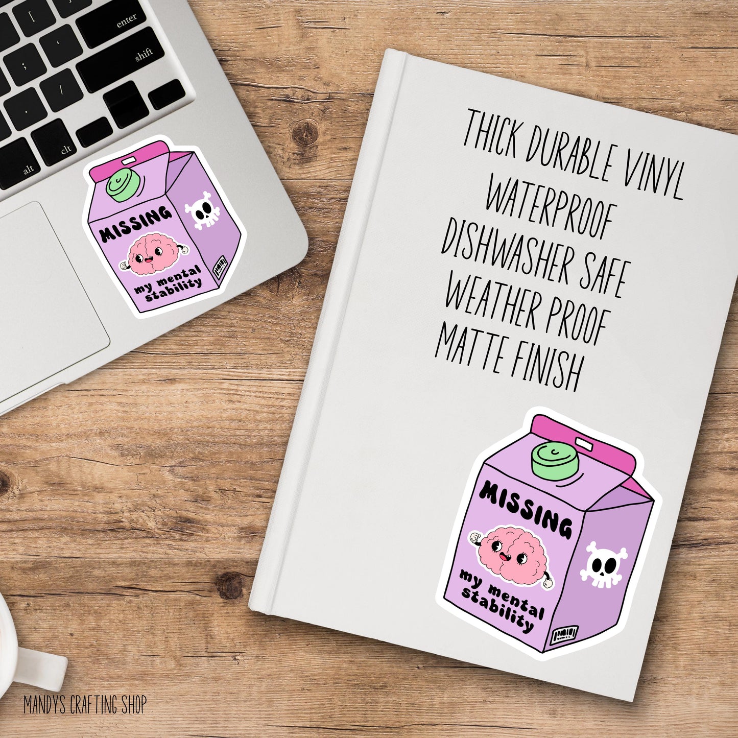 Missing My Mental Stability Sticker – Funny Milk Carton Brain Vinyl Decal