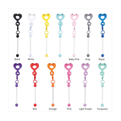 Beadable Heart Straw Charm Blank – DIY Cup Charm with Mini Beadable Keychain Bar