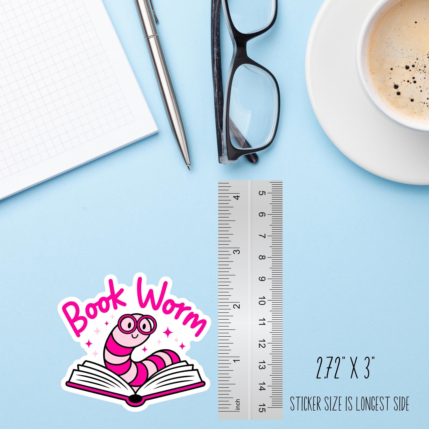 Book Worm Sticker, Funny Book Lover Waterproof Vinyl Decal, Laptop Decal, Gifts For Readers, Funny Kindle Sticker, Large Waterproof Stickers