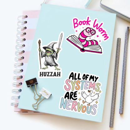 Book Worm Sticker, Funny Book Lover Waterproof Vinyl Decal, Laptop Decal, Gifts For Readers, Funny Kindle Sticker, Large Waterproof Stickers