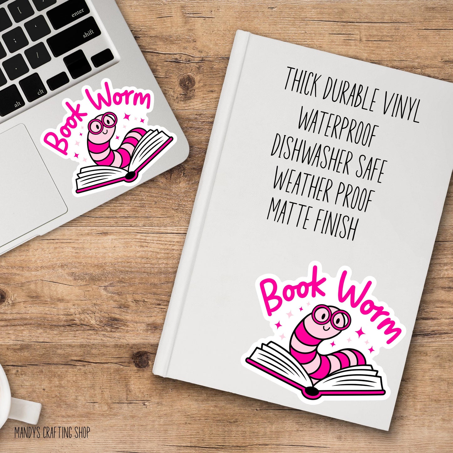 Book Worm Sticker, Funny Book Lover Waterproof Vinyl Decal, Laptop Decal, Gifts For Readers, Funny Kindle Sticker, Large Waterproof Stickers