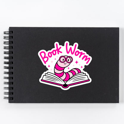 Book Worm Sticker, Funny Book Lover Waterproof Vinyl Decal, Laptop Decal, Gifts For Readers, Funny Kindle Sticker, Large Waterproof Stickers