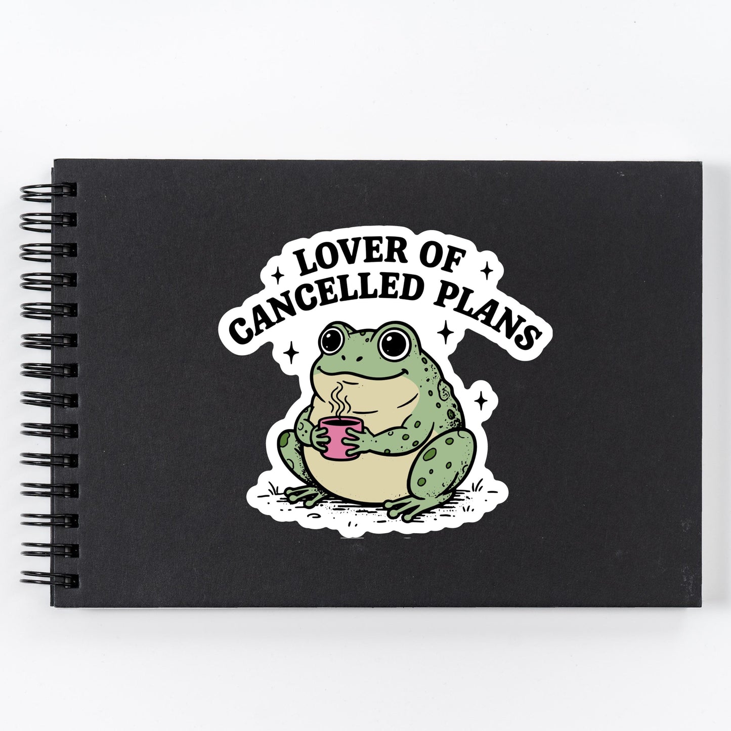 Lover of Cancelled Plans Frog Sticker, Funny Introvert Vinyl Decal