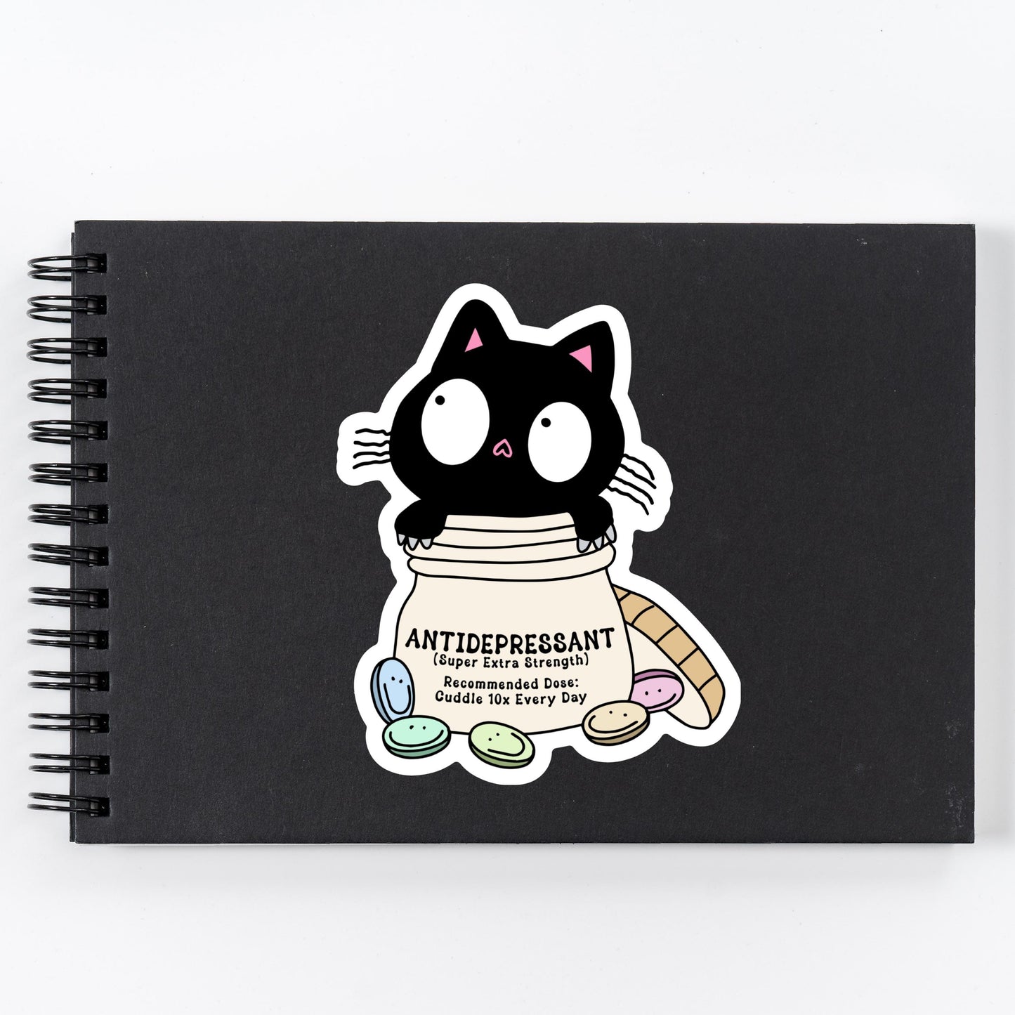 Cat Antidepressant Sticker, Funny Cat Lover Vinyl Decal, Anxiety Cat Lover Sticker