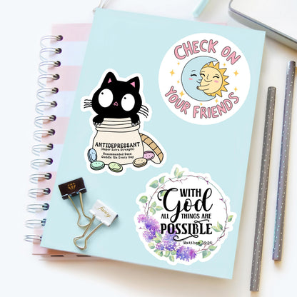 Cat Antidepressant Sticker, Funny Cat Lover Vinyl Decal, Anxiety Cat Lover Sticker