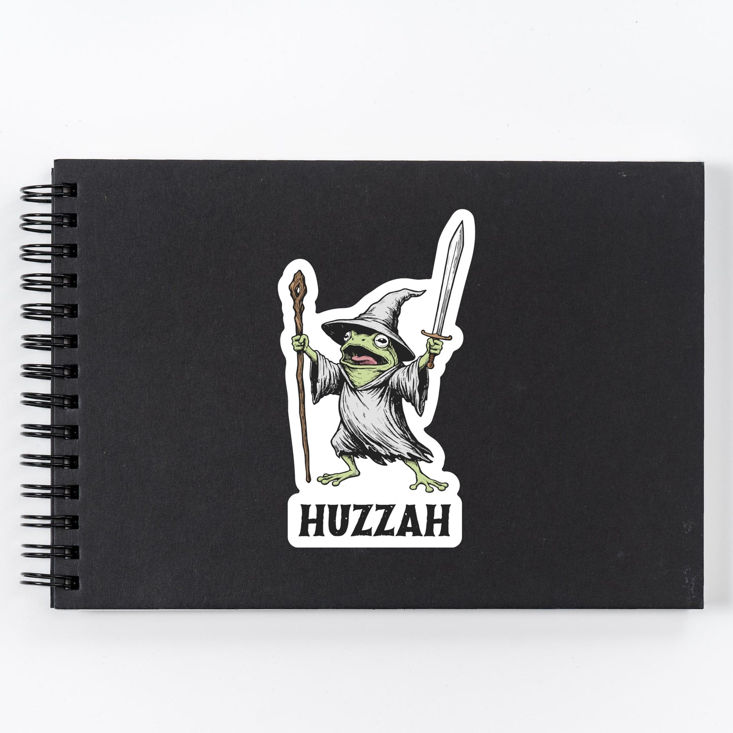 Huzzah Frog with Sword Sticker, Funny Medieval Frog Knight Sticker, Cute Frog Sticker for Laptop