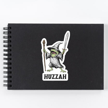 Huzzah Frog with Sword Sticker, Funny Medieval Frog Knight Sticker, Cute Frog Sticker for Laptop